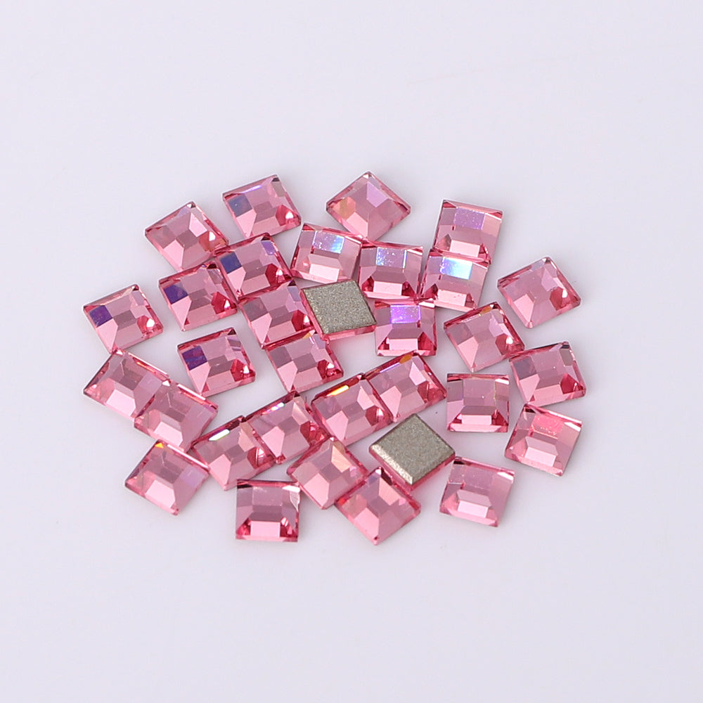 Square Shape Multi Colors Small Size Glass Beveled Flat Back Fancy Rhinestones For Nail Art