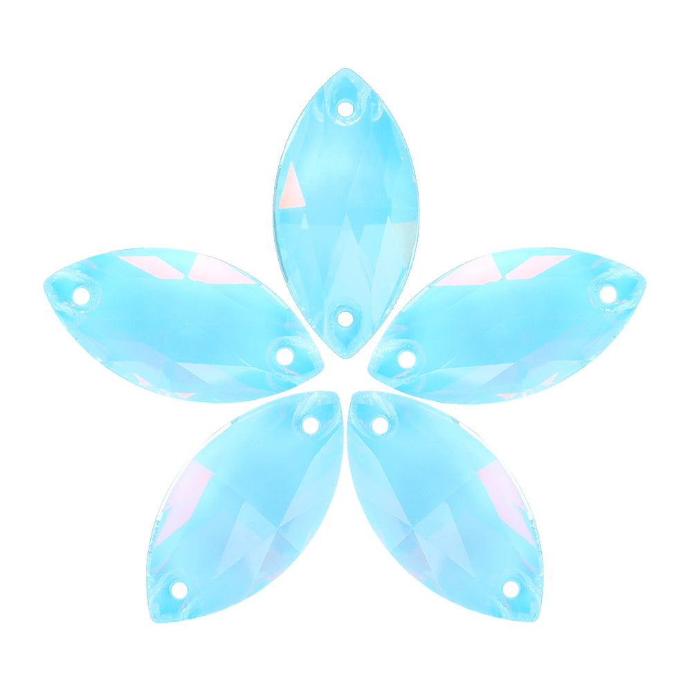 Aquamarine AM Navette Shape High Quality Glass Sew-on Rhinestones WholesaleRhinestone Main image