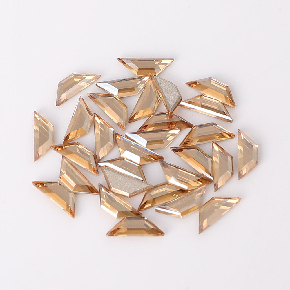 Trapeze Shape Multi Colors Small Size Glass Beveled Flat Back Fancy Rhinestones For Nail Art WholesaleRhinestone
