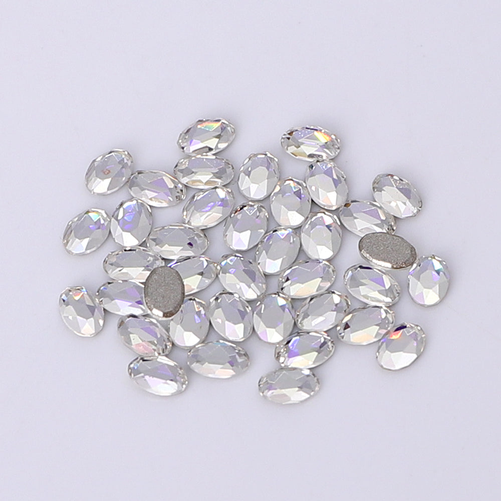 Oval Shape Multi Colors Small Size Glass Beveled Flat Back Fancy Rhinestones For Nail Art WholesaleRhinestone