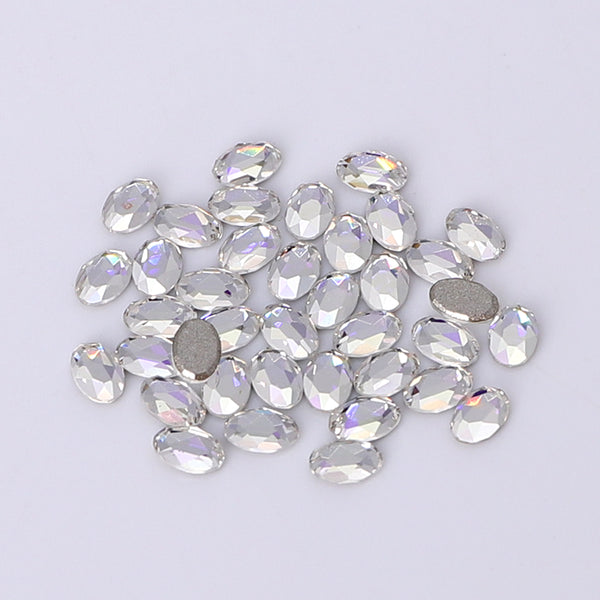 Oval Shape Multi Colors Small Size Glass Beveled Flat Back Fancy Rhinestones For Nail Art WholesaleRhinestone