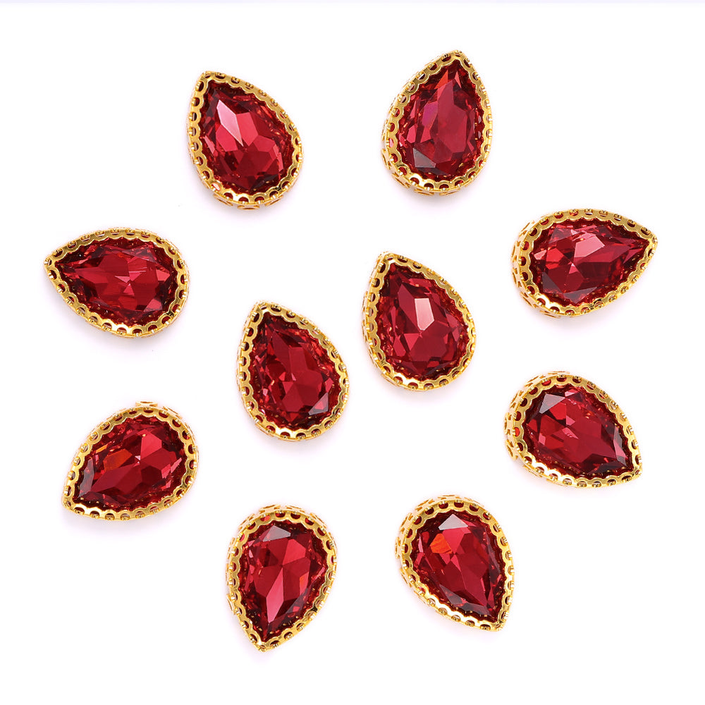 Rose Drop Shape High-Quality Glass Sew-on Nest Hollow Claw Rhinestones WholesaleRhinestone