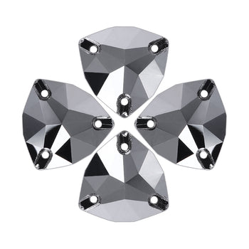 Jet Metallic Silver Trilliant Shape High Quality Glass Sew-on Rhinestones WholesaleRhinestone