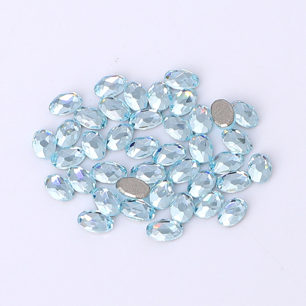 Oval Shape Multi Colors Small Size Glass Beveled Flat Back Fancy Rhinestones For Nail Art WholesaleRhinestone