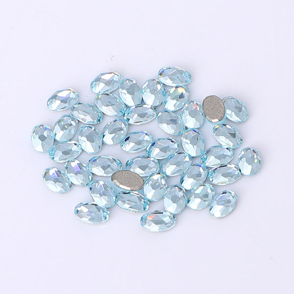 Oval Shape Multi Colors Small Size Glass Beveled Flat Back Fancy Rhinestones For Nail Art WholesaleRhinestone