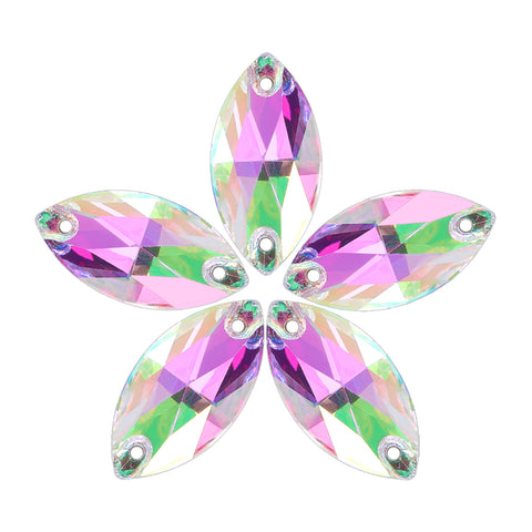 Crystal Phantom Navette Shape High Quality Glass Sew-on Rhinestones