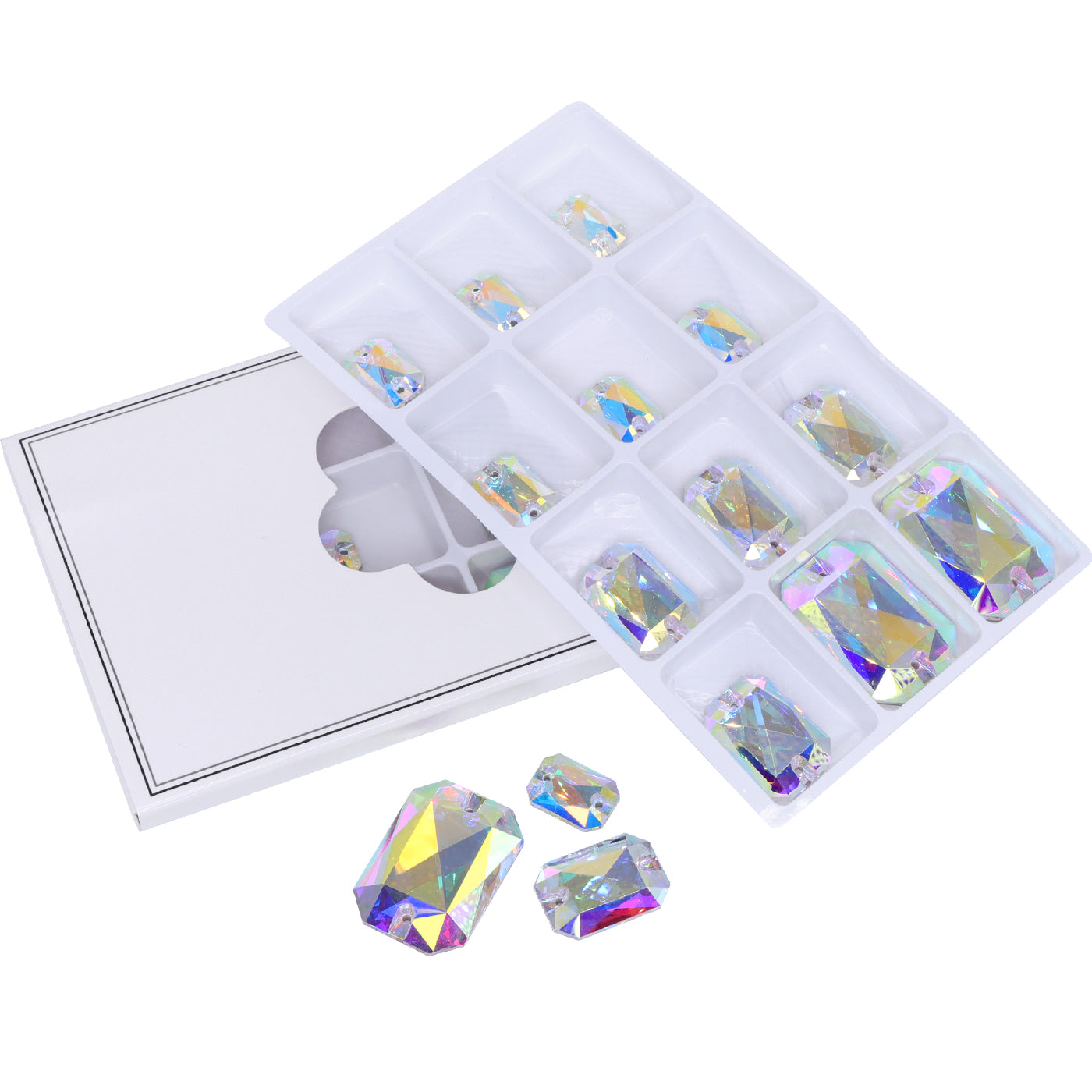 Mixed Sizes Crystal AB Octagon Shape High Quality Glass Sew-on Rhinestones WholesaleRhinestone