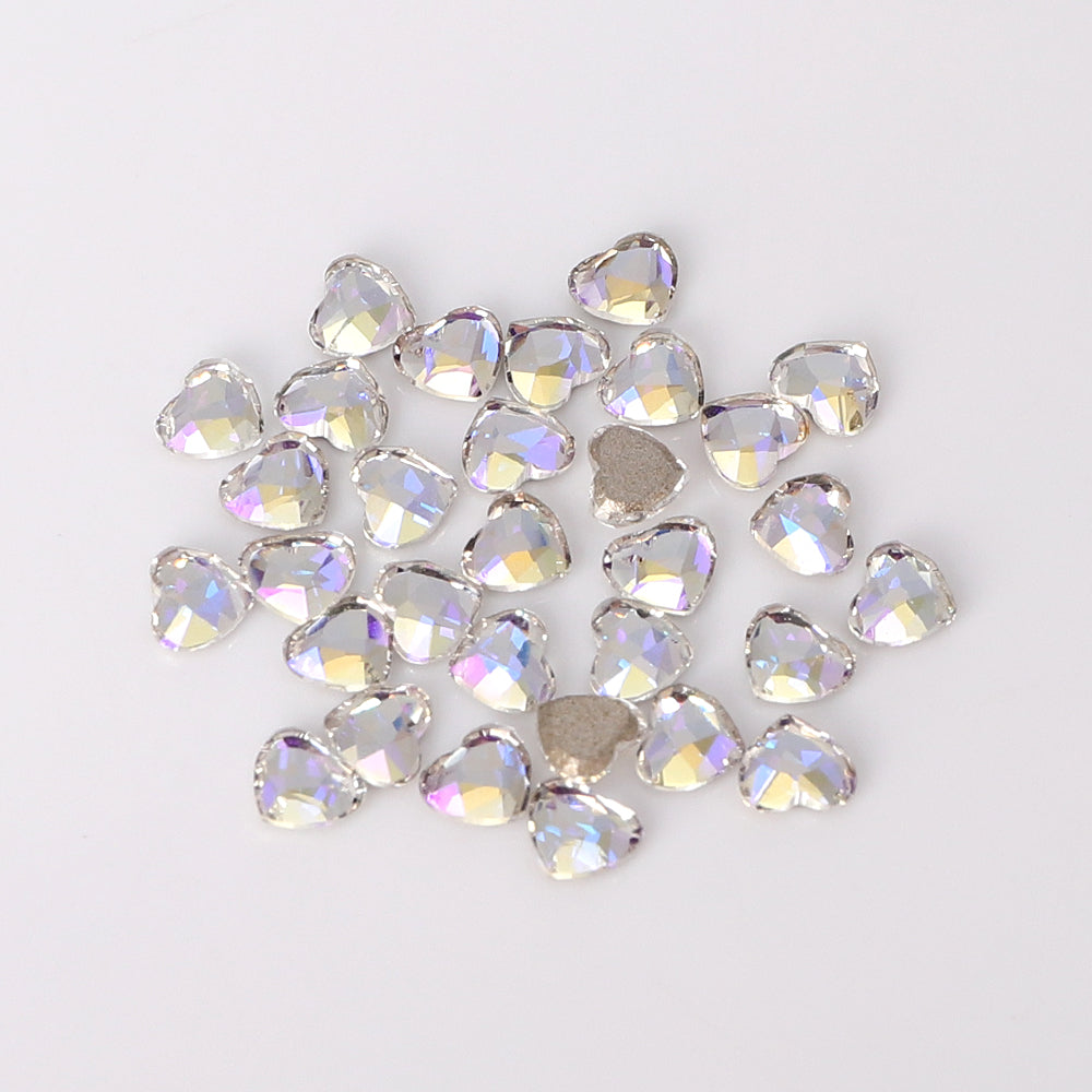 Heart Shape Multi Colors Small Size Glass Beveled Flat Back Fancy Rhinestones For Nail Art WholesaleRhinestone
