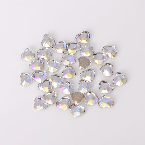 Heart Shape Multi Colors Small Size Glass Beveled Flat Back Fancy Rhinestones For Nail Art WholesaleRhinestone