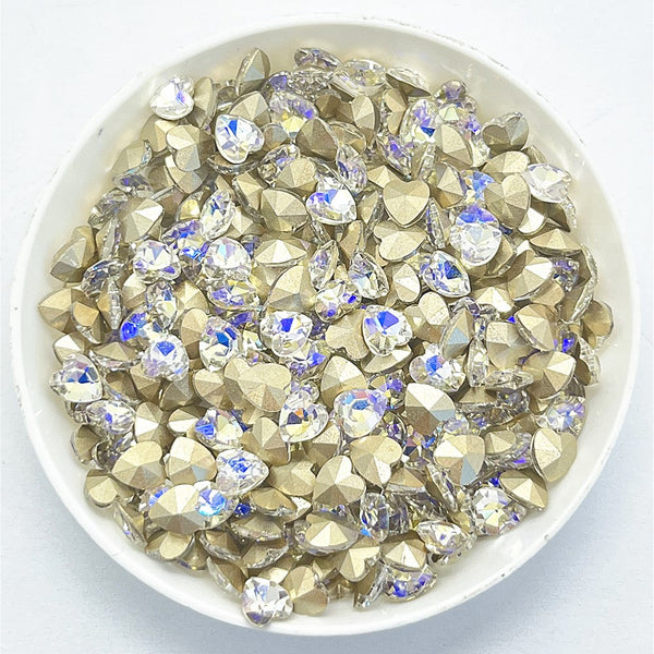 Moonlight Heart Shape Glass Pointed Back Fancy Rhinestones WholesaleRhinestone
