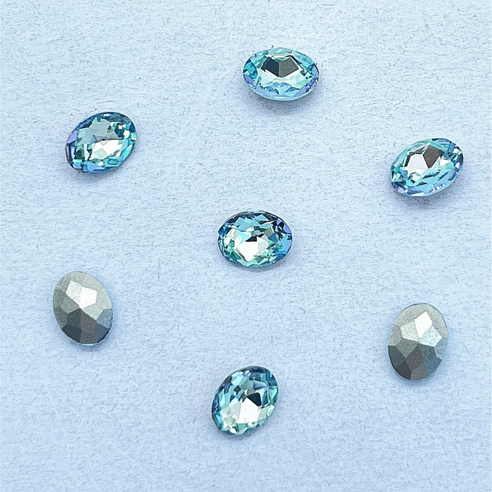 Blue Fairy Oval Shape Glass Pointed Back Fancy Rhinestones WholesaleRhinestone Main image