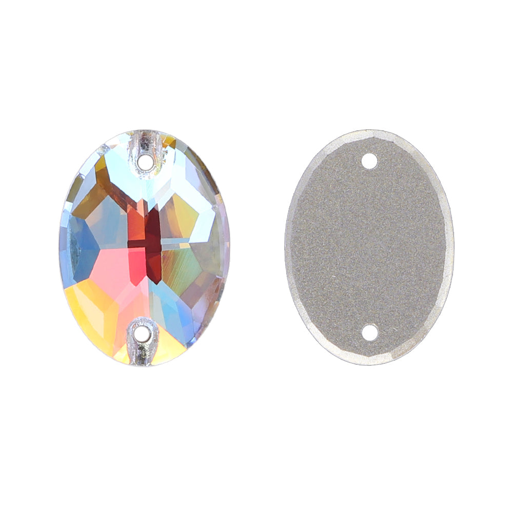 Light Crystal AB Oval Shape High Quality Glass Sew-on Rhinestones