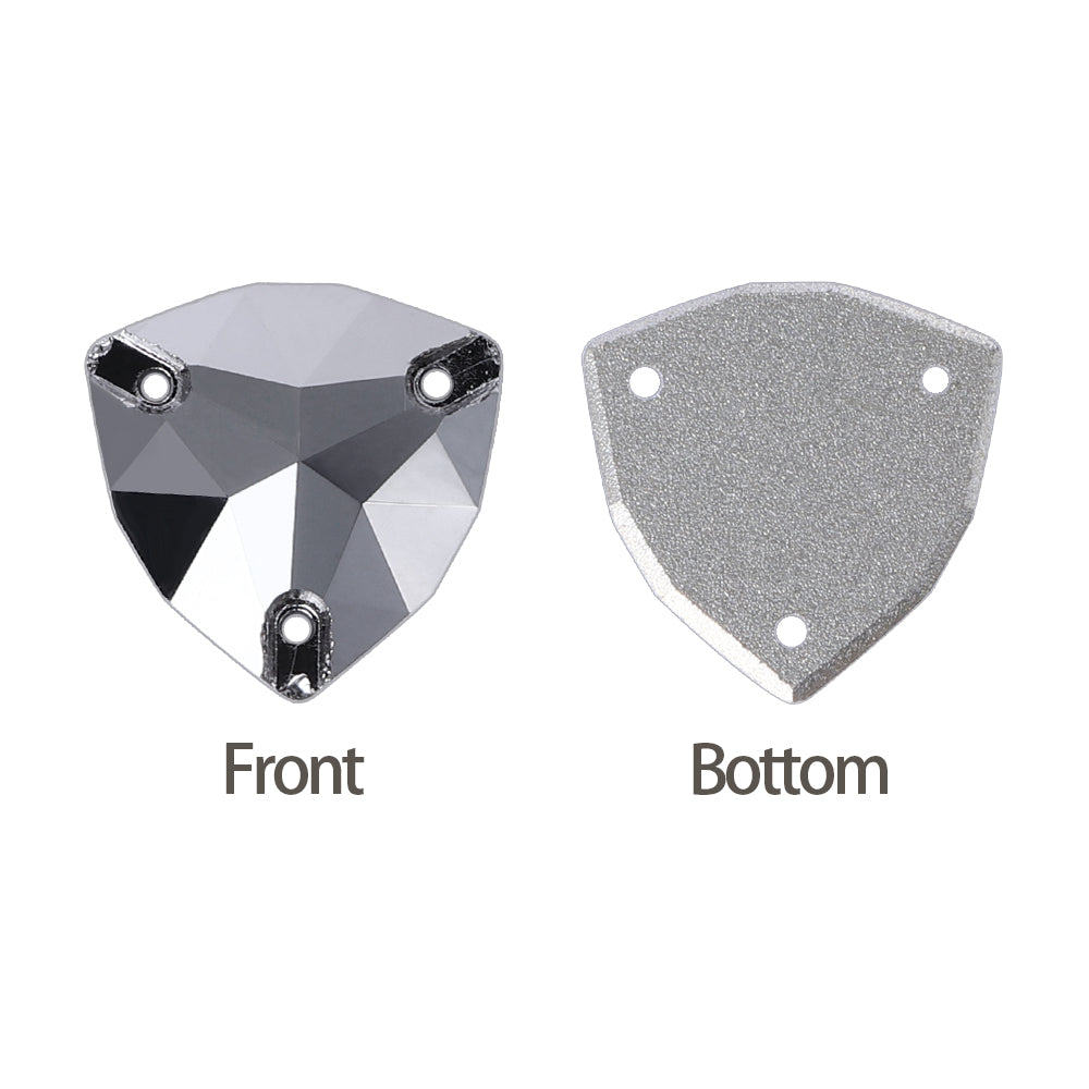 Jet Metallic Silver Trilliant Shape High Quality Glass Sew-on Rhinestones Secondary image