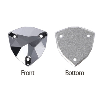Jet Metallic Silver Trilliant Shape High Quality Glass Sew-on Rhinestones WholesaleRhinestone