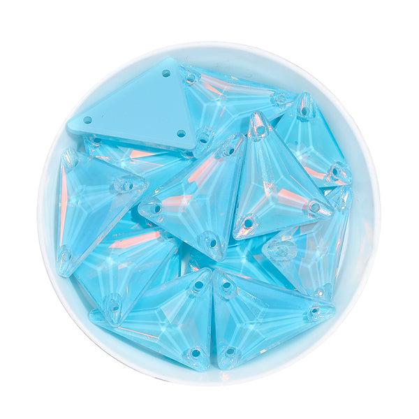Slim Triangle Shape Aquamarine AM High Quality Glass Sew-on Rhinestones WholesaleRhinestone
