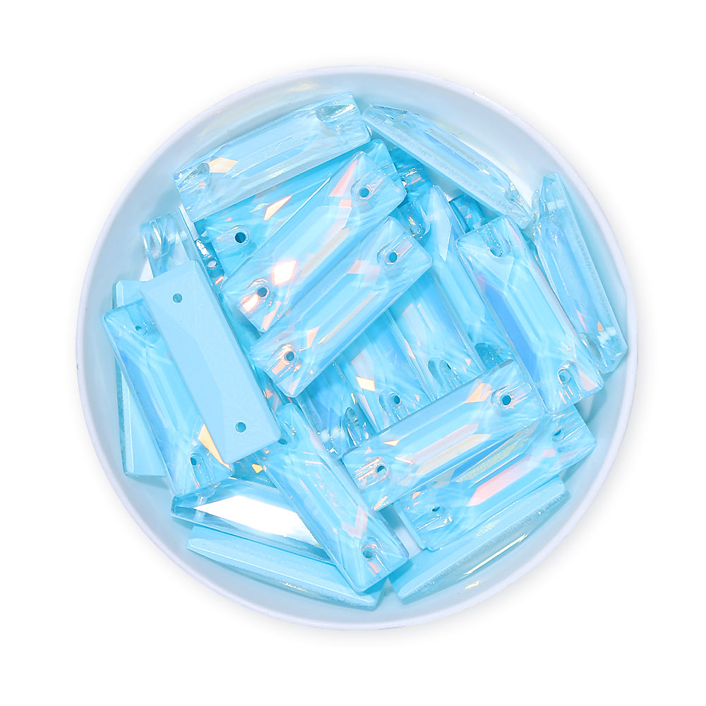 Aquamarine AM Cosmic Baguette Shape High Quality Glass Sew-on Rhinestones
