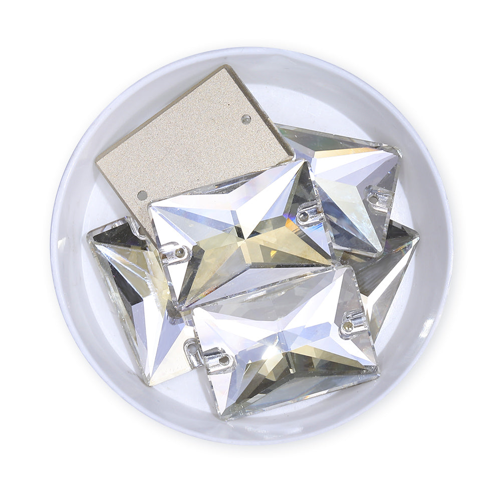 Silver Shade Rectangle Shape High Quality Glass Sew-on Rhinestones