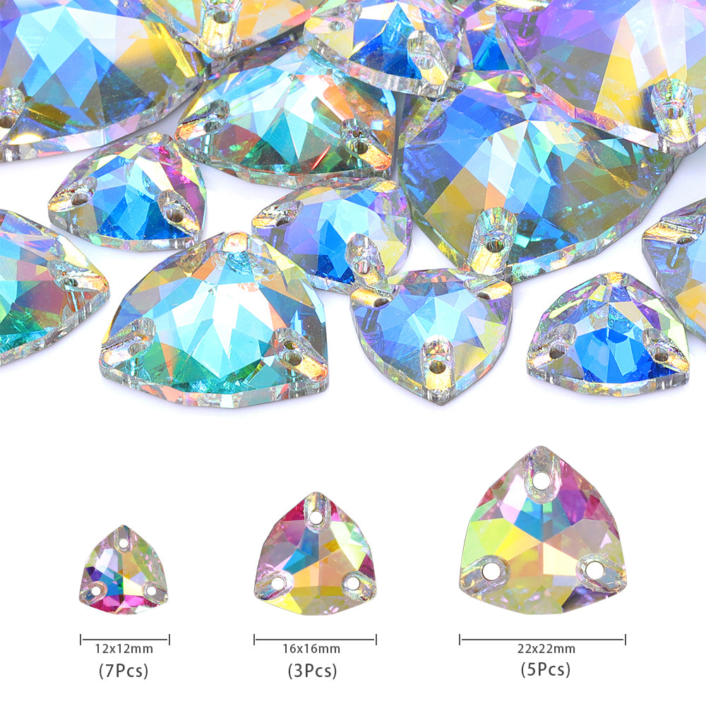 Mixed Sizes Crystal AB Trilliant Shape High Quality Glass Sew-on Rhinestones WholesaleRhinestone