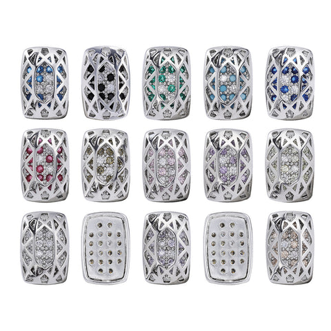 Cushion Rectangle Shape Imitation Rhodium Plated High-Quality Sew-on Alloy Charms Inlaid Cubic Zirconia