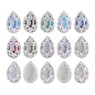 Mixed Colors Drop Shape Silver Plated High-Quality Sew-on Alloy Charms Inlaid Cubic Zirconia WholesaleRhinestone