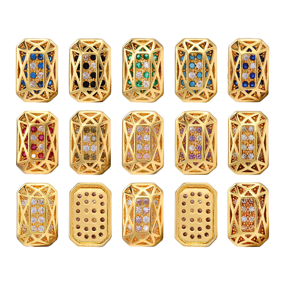 Octagon Shape Golden Plated High-Quality Sew-on Alloy Charms Inlaid Cubic Zirconia WholesaleRhinestone Hauptbild