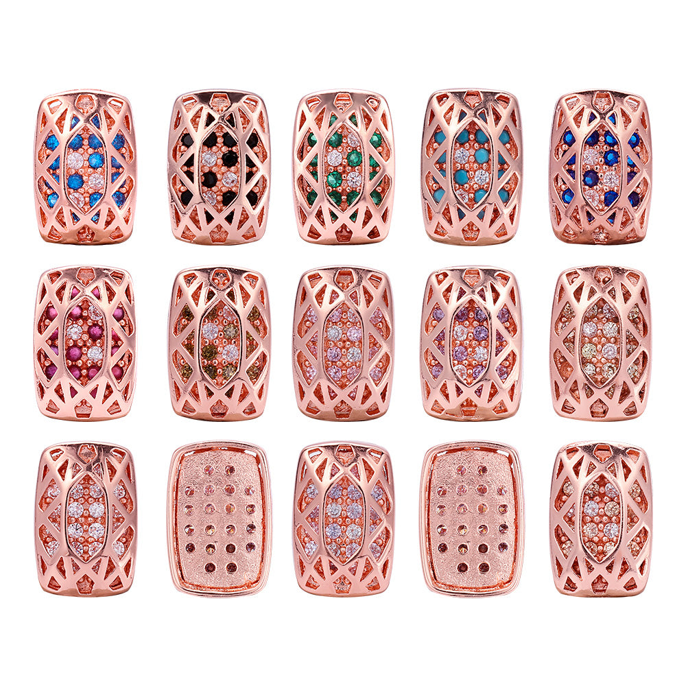 Cushion Rectangle Shape Rose Gold Plated High-Quality Sew-on Alloy Charms Inlaid Cubic Zirconia WholesaleRhinestone Hauptbild