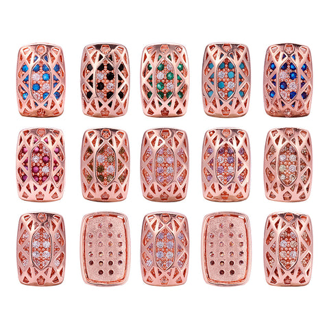 Mixed Colors Cushion Rectangle Shape Rose Gold Plated High-Quality Sew-on Alloy Charms Inlaid Cubic Zirconia WholesaleRhinestone Hauptbild