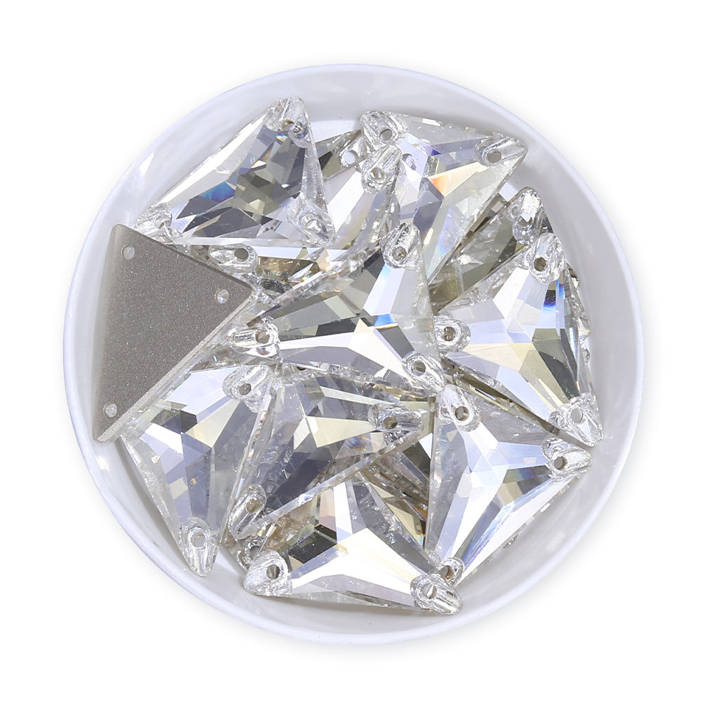 Slim Triangle Shape Silver Shade High Quality Glass Sew-on Rhinestones