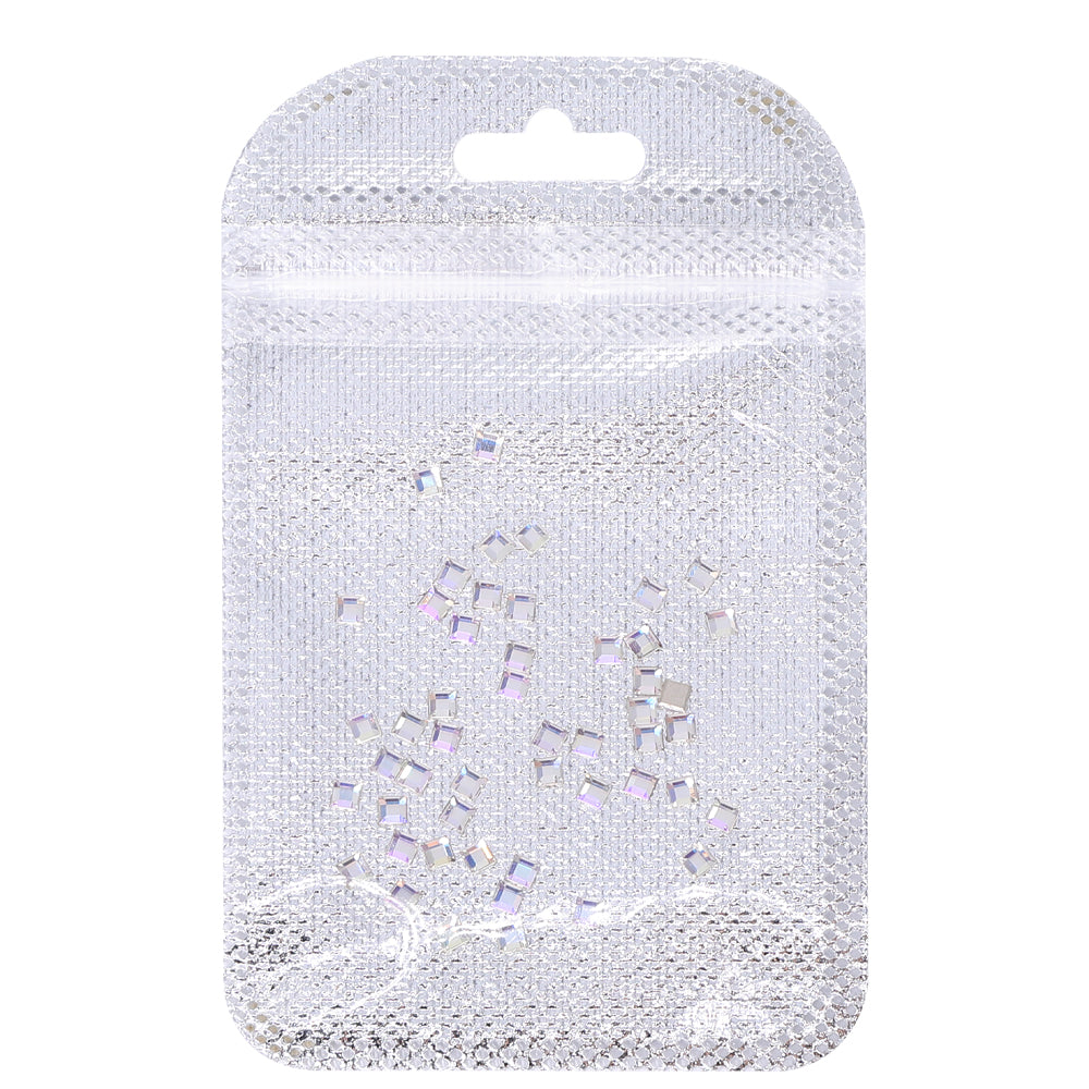 Square Shape Multi Colors Small Size Glass Beveled Flat Back Fancy Rhinestones For Nail Art