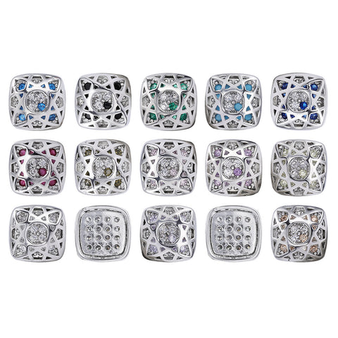 Mixed Colors Cushion Square Shape Imitation Rhodium Plated High-Quality Sew-on Alloy Charms Inlaid Cubic Zirconia WholesaleRhinestone Hauptbild