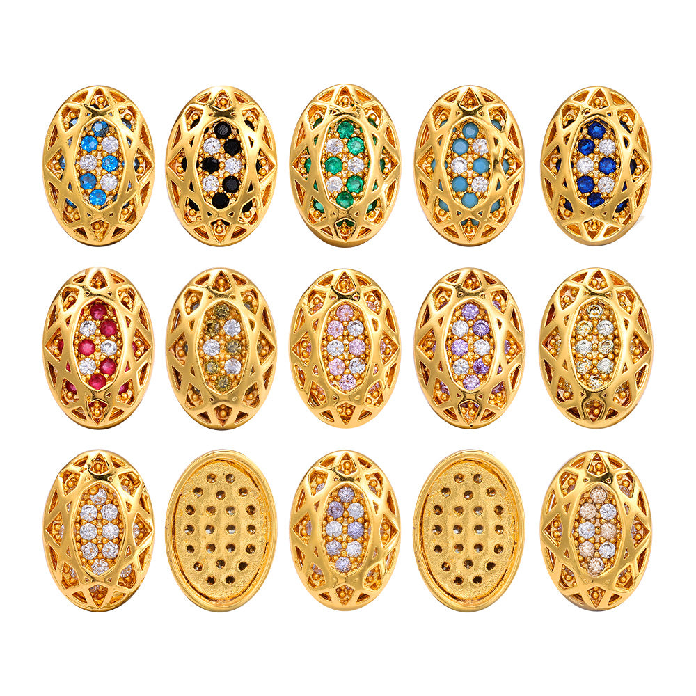 Oval Shape Golden Plated High-Quality Sew-on Alloy Charms Inlaid Cubic Zirconia Secondary image
