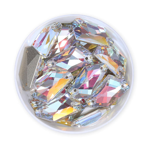 Light Crystal AB De-Art Shape High Quality Glass Sew-on Rhinestones