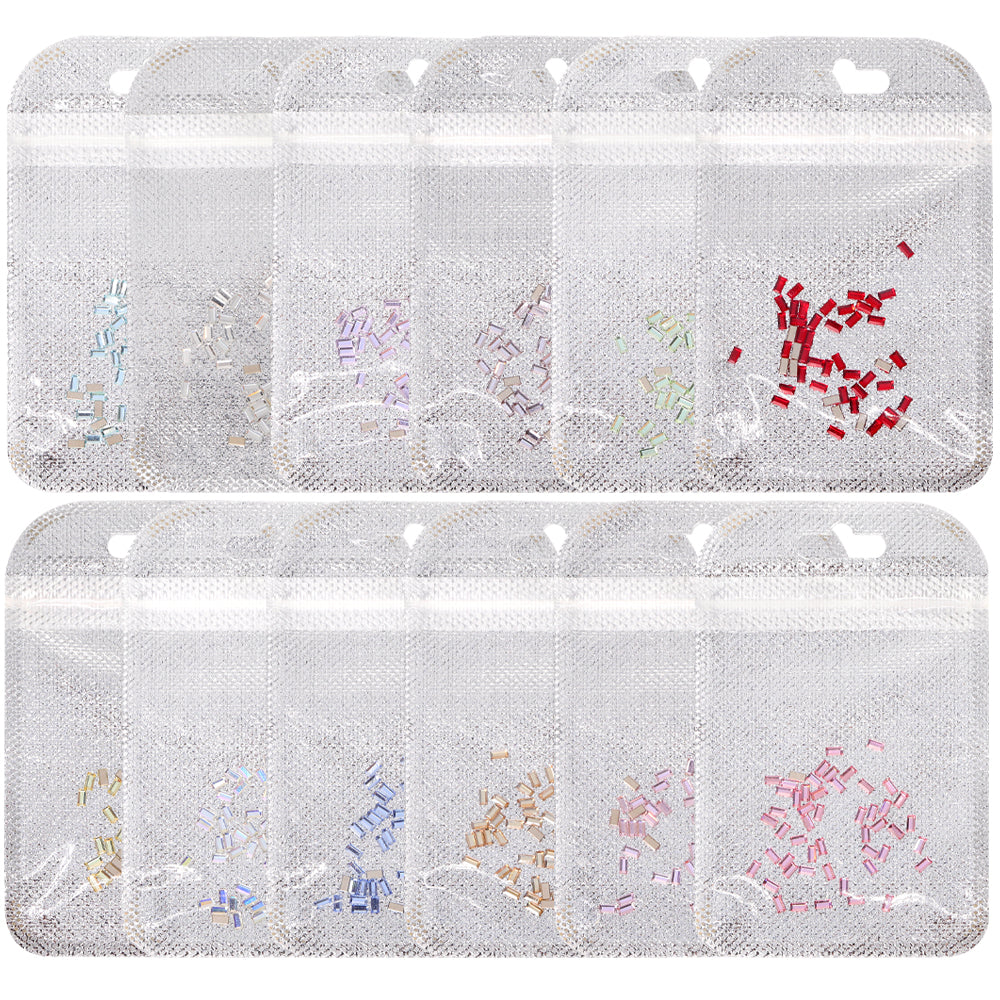 Rectangle Shape Multi Colors Small Size Glass Beveled Flat Back Fancy Rhinestones For Nail Art WholesaleRhinestone Main image