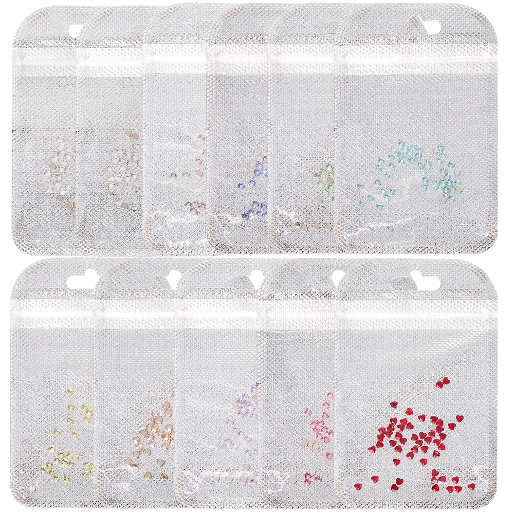 Heart Shape Multi Colors Small Size Glass Beveled Flat Back Fancy Rhinestones For Nail Art WholesaleRhinestone Main image