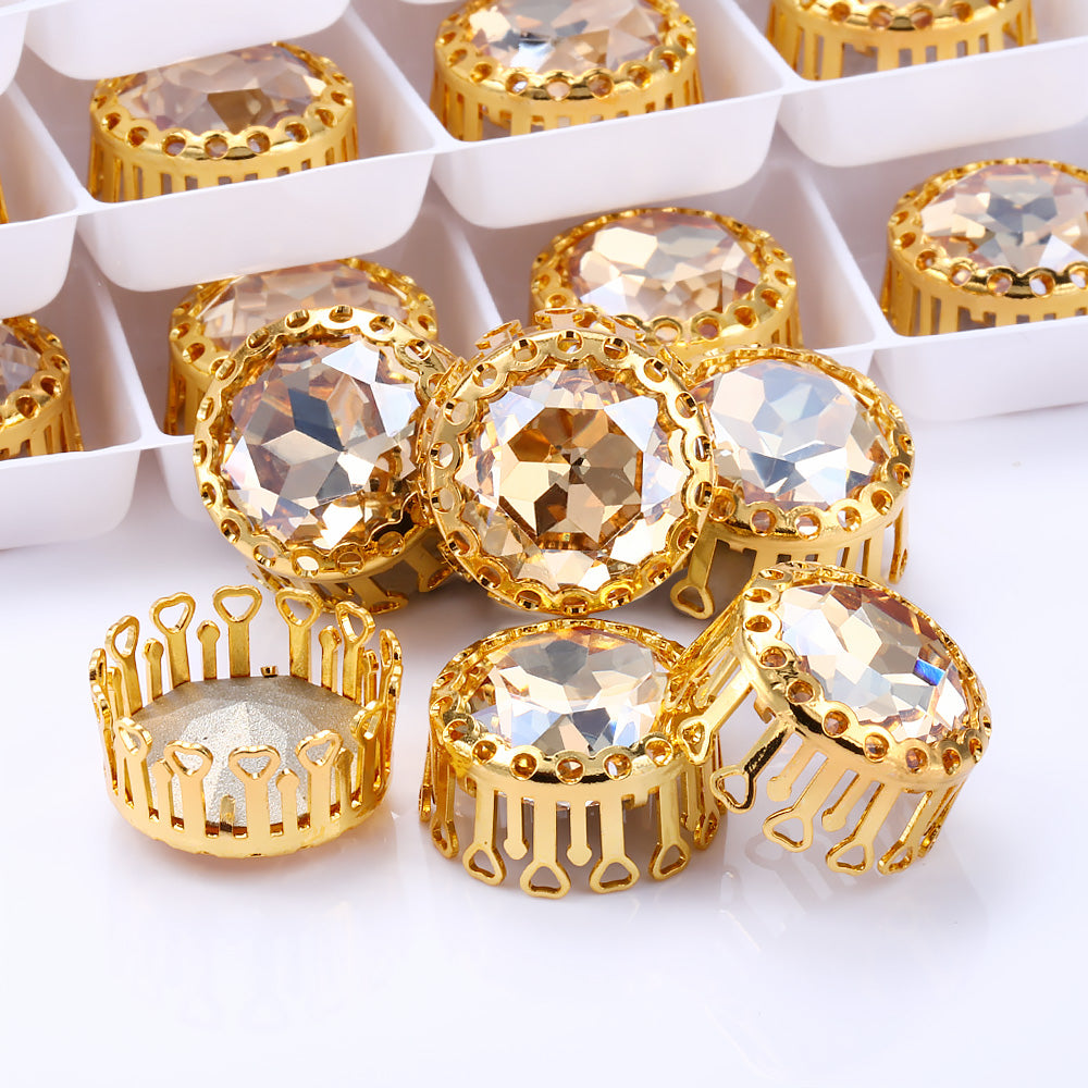 Golden Shadow Gemstone Flor redonda Forma redonda