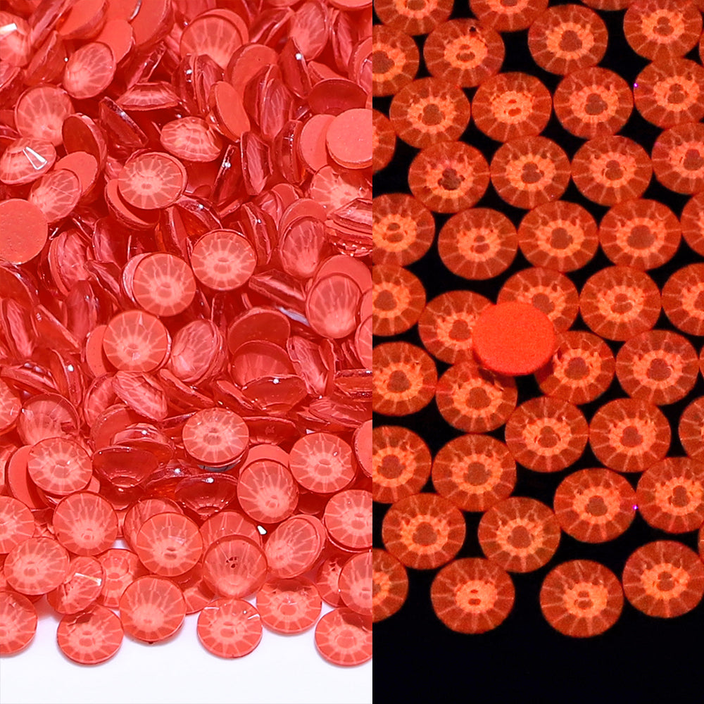 Neon Coral Red Glass FlatBack Neon Rhinestones WholesaleRhinestone