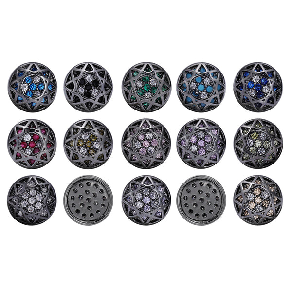 Round Shape Hematite Plated High-Quality Sew-on Alloy Charms Inlaid Cubic Zirconia WholesaleRhinestone