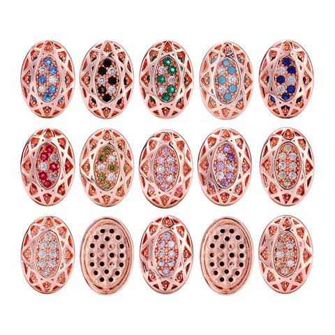 Mixed Colors Oval Shape Rose Gold Plated High-Quality Sew-on Alloy Charms Inlaid Cubic Zirconia WholesaleRhinestone Hauptbild