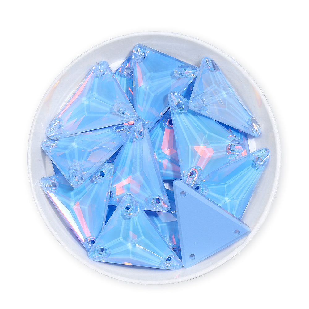 Slim Triangle Shape Light Sapphire AM High Quality Glass Sew-on Rhinestones WholesaleRhinestone Main image