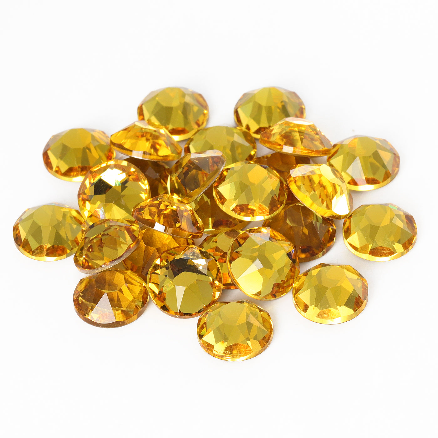 Light Topaz XIRIUS Round Shape High Quality Glass Beveled Flat Back Rhinestones WholesaleRhinestone