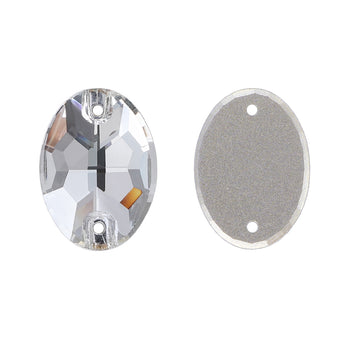 Silver Shade Oval Shape High Quality Glass Sew-on Rhinestones WholesaleRhinestone