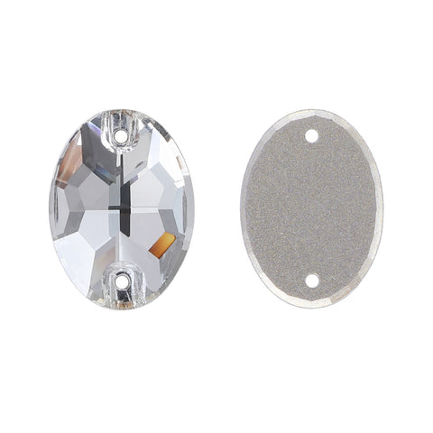 Silver Shade Oval Shape High Quality Glass Sew-on Rhinestones