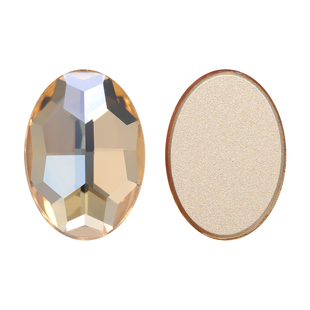 Golden Shadow Oval Shape High Quality Glass Beveled Flat Back Rhinestones WholesaleRhinestone