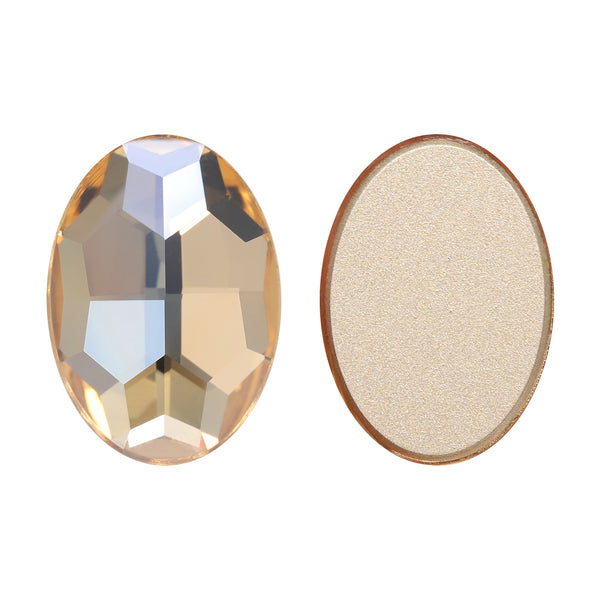 Golden Shadow Oval Shape High Quality Glass Beveled Flat Back Rhinestones WholesaleRhinestone