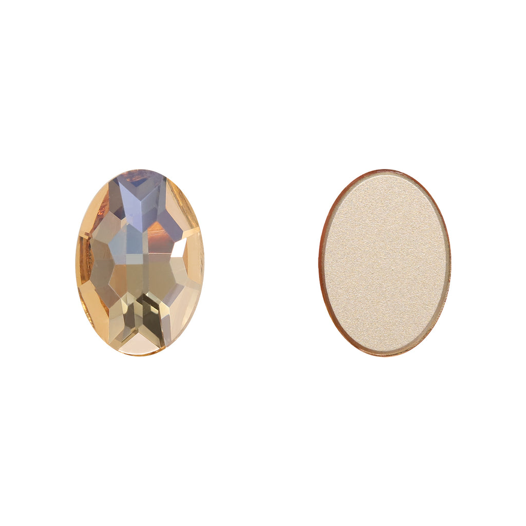 Golden Shadow Oval Shape High Quality Glass Beveled Flat Back Rhinestones WholesaleRhinestone