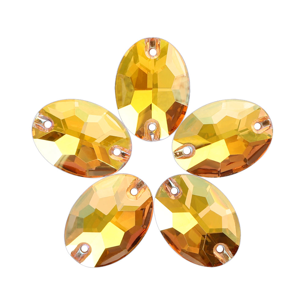 Metallic Sunshine Oval Shape High Quality Glass Sew-on Rhinestones WholesaleRhinestone Главное изображение товара