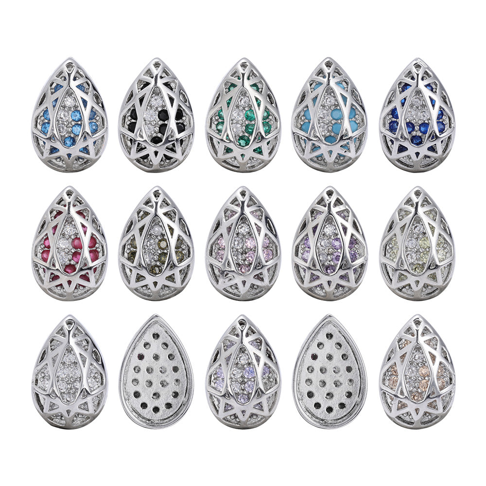 Drop Shape Imitation Rhodium Plated High-Quality Sew-on Alloy Charms Inlaid Cubic Zirconia Secondary image