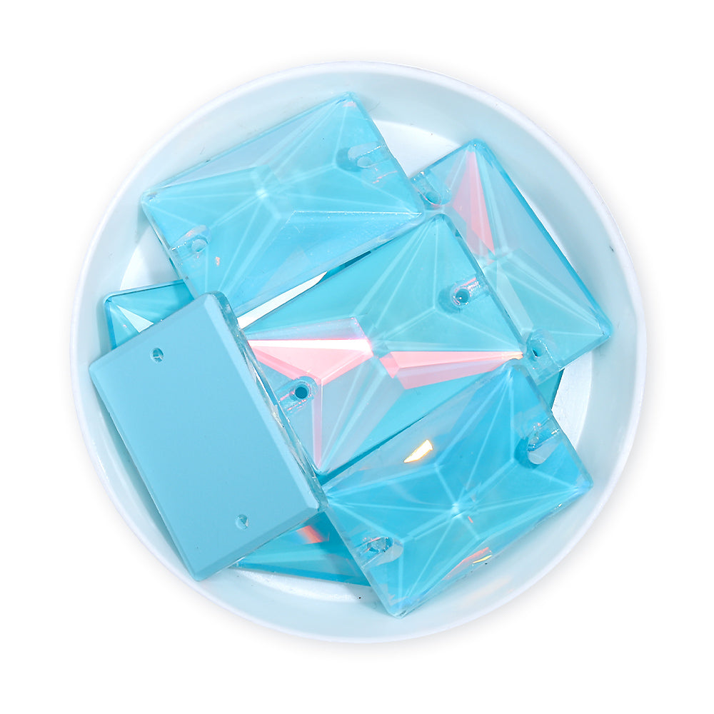 Aquamarine AM Rectangle Shape High Quality Glass Sew-on Rhinestones WholesaleRhinestone