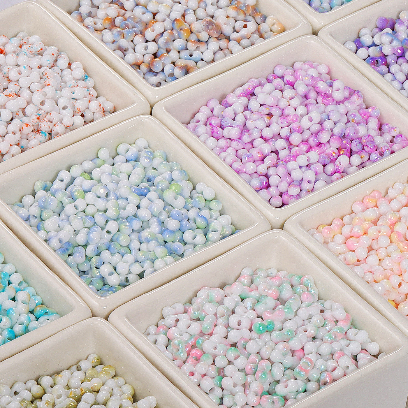 Various Colors Rainbow Effect Peanut Beads Shape Glass Seed Beads Secondary image