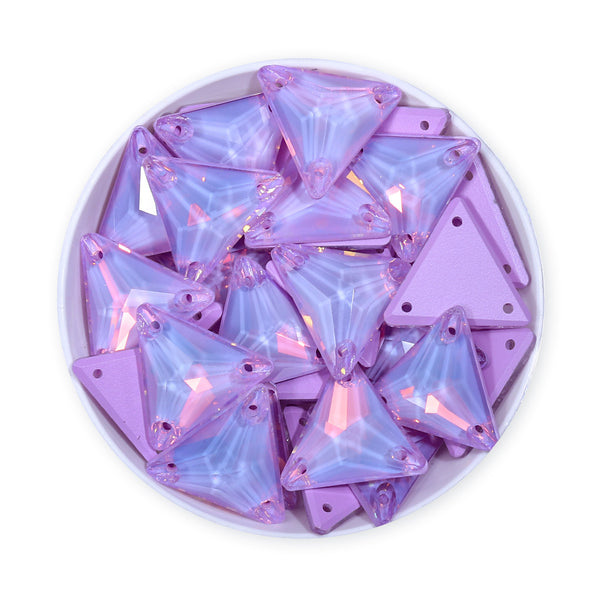 Lavender AM Triangle Shape High Quality Glass Sew-on Rhinestones WholesaleRhinestone